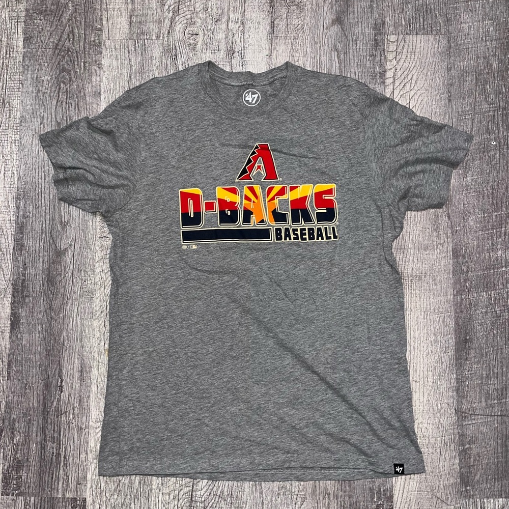 47 Brand Gray Arizona Diamondbacks “D-Backs” Tee with Multicolor Logo